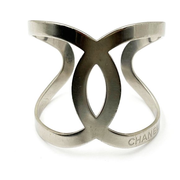 Chanel Silver CC Curve Large Cuff - Picture 1 of 4